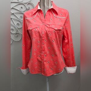 Vintage 80's Rockies Rockabilly Cowgirl pearl snap blouse top